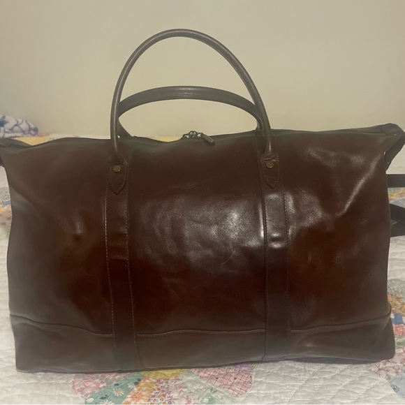 Large Leather Duffle Satchel Bag - Dark Brown - Like New - Istanbul - DeRidgi